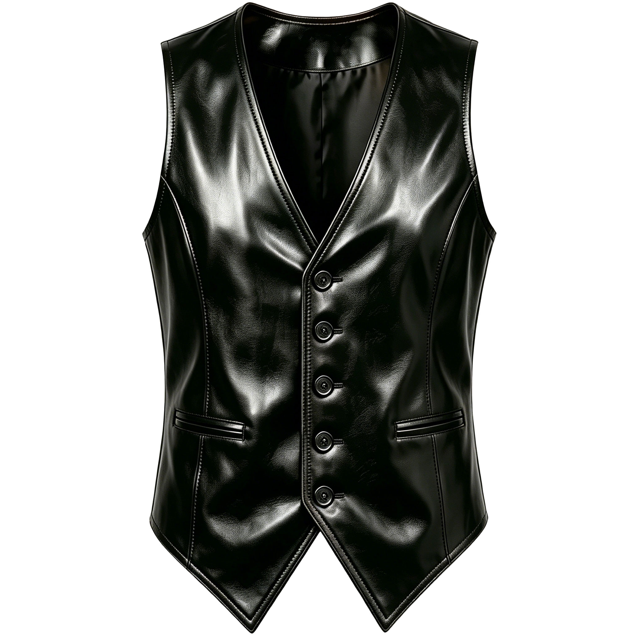 Men's Genuine Sheepskin Leather Vest - Black