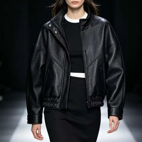 Women's genuine leather coat - Premium Casual Street Women's Regular Loose Spliced Button | OurHomly