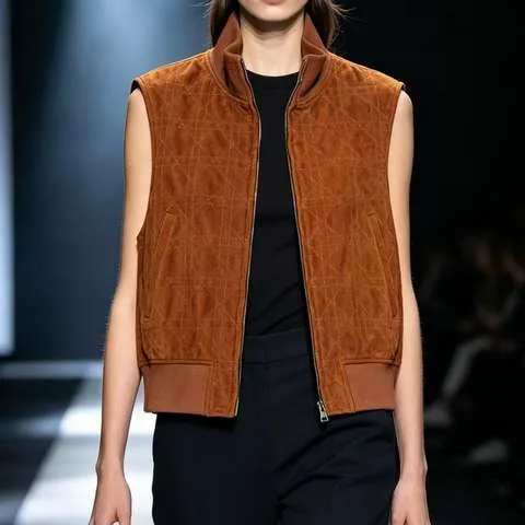 Women's genuine leather coat - Autumn Women's Stand Collar Suede Sheepskin Waistcoat Quil | OurHomly