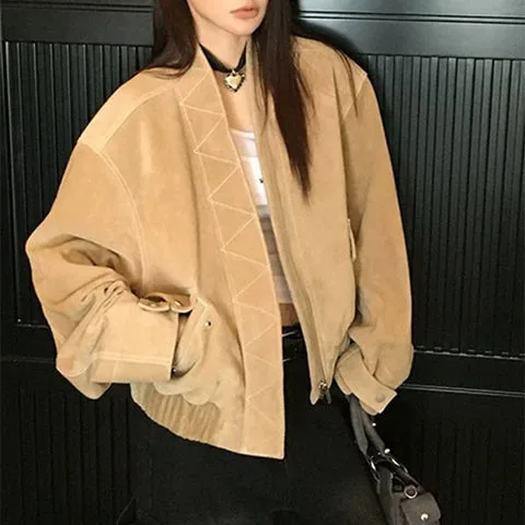 Women's genuine leather coat - Women's New Genuine Leather Coat Goat Suede With Exposed S | OurHomly