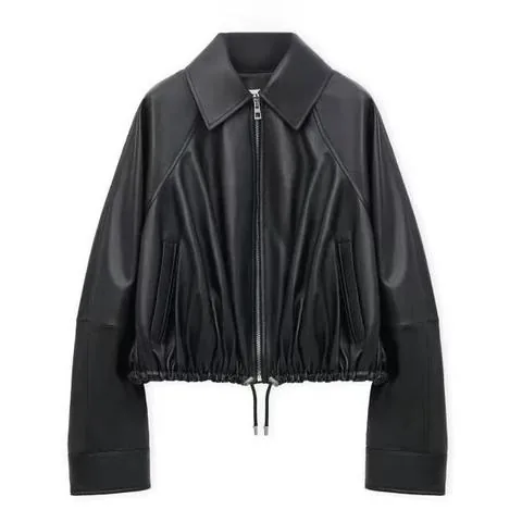 Women's genuine leather coat - Hot Sale Trends Hip Hop Leather Coat Simple Design Zipper | OurHomly