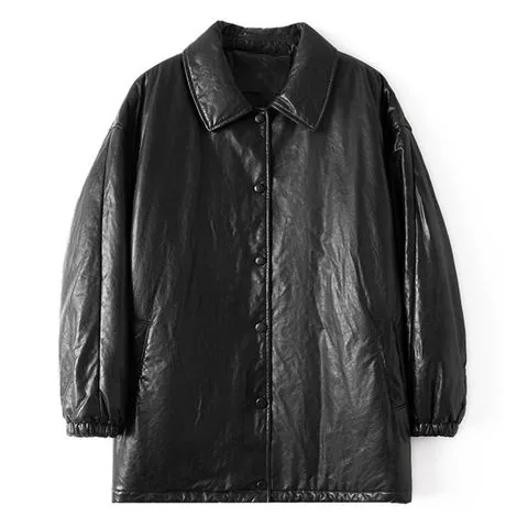 Women's genuine leather coat - New Style Oil-wax Tanned Matte Sheepskin Oversized Goose D | OurHomly