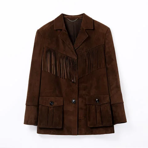 Women's genuine leather coat - New Arrival Fashion Vintage Brown Jacket French Style Shee | OurHomly