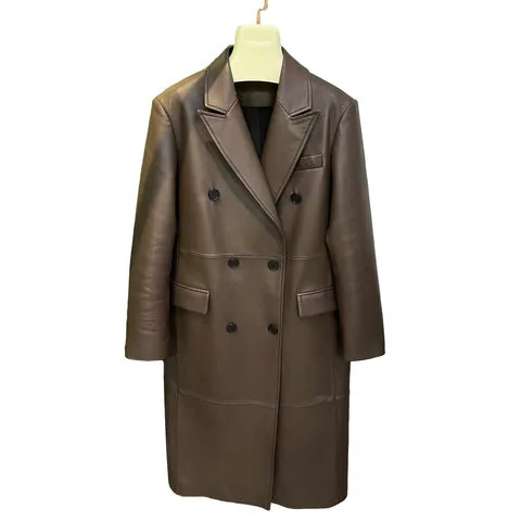 Women's genuine leather coat - New Fashion High Quality Sheepskin Leather Solid Color Cla | OurHomly