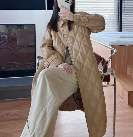 Women's genuine leather coat - Latest Design Woman Goose Down Coats Women Fashion Solid C | OurHomly