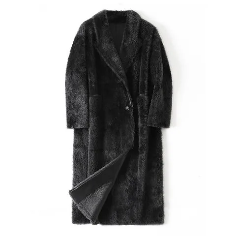 Women's genuine leather coat - South African Mosi-Kangalun Single Buton One-piece Straigh | OurHomly