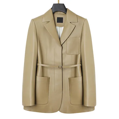 Women's genuine leather coat - Leisure Personality OL Suit Collar Genuine Leather Sheepsk | OurHomly