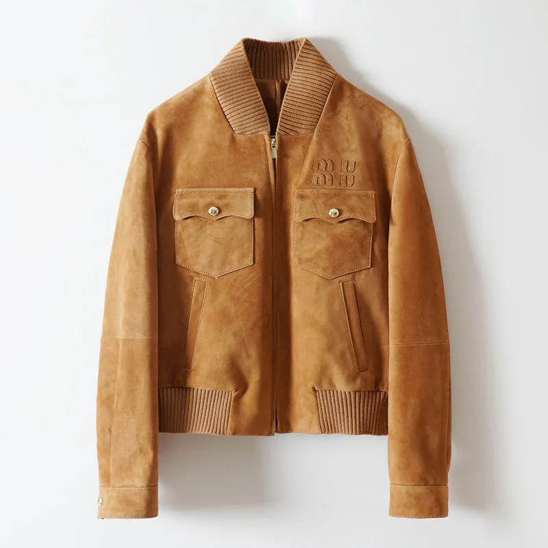 Women's genuine leather coat - New Design Fall Winter Real Sheepskin Coat Zipper Stand Co | OurHomly