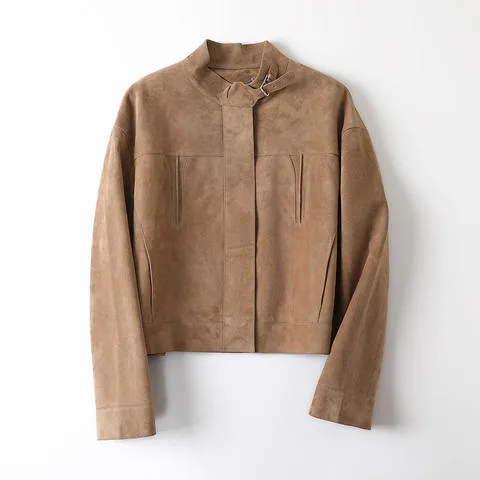 Women's genuine leather coat - Autumn New Arrival Casual Streetwear Coat Women's Stand Co | OurHomly