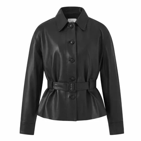 Women's genuine leather coat - Early Autumn New Fashion Stylish Cropped Leather Coat Wome | OurHomly