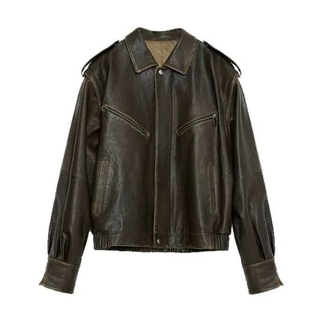 Women's genuine leather coat - Trending Items 2025 Removable Sleeves Women Coat Distressi | OurHomly