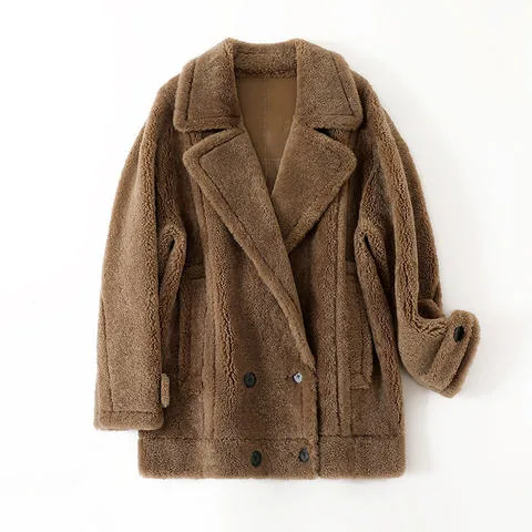 Women's genuine leather coat - European and American Winter Teddy Fleece Fur Integrated D | OurHomly