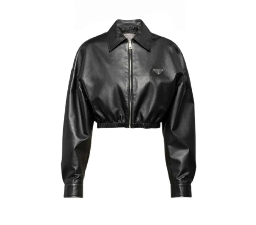 Women's genuine leather coat - New Hot Long Sleeves Zipper High Waist Crop Top Pure Genui | OurHomly