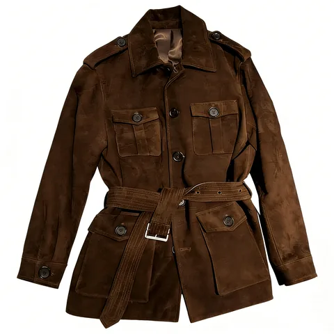 Women's genuine leather coat - Spring New Products Coat Brown Vintage Lambskin Leather Su | OurHomly