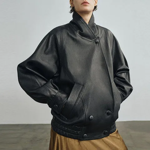 Women's genuine leather coat - New Autumn Winter Imported Goat Meilad Retro Silhouette Wo | OurHomly