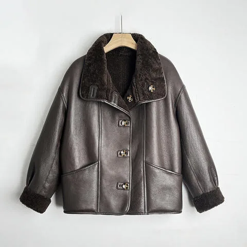 Women's genuine leather coat - New Arrival Women's Short Fashion Fur Coats Real Leather S | OurHomly