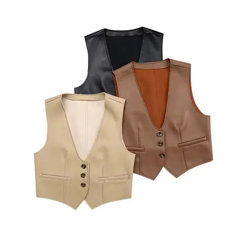 Women's genuine leather coat - Fashion and Simple Button Genuine Leather Sheep Kin Short | OurHomly