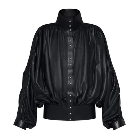 Women's genuine leather coat - New Style Stand-up Collar Sheepskin Heavy-duty Pleated Fit | OurHomly
