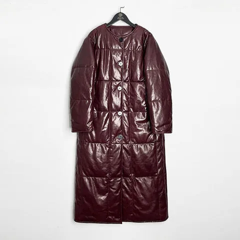 Women's genuine leather coat - New Trends Women Fashion Cloth Long Down Jacket Coats Vint | OurHomly