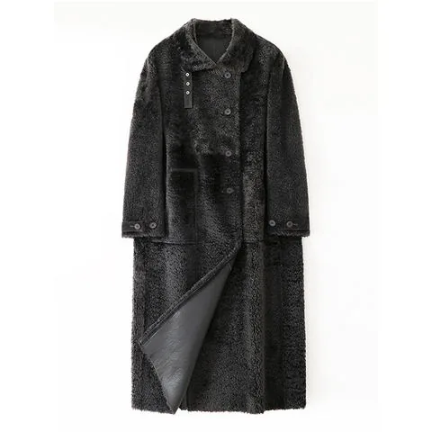 Women's genuine leather coat - Winter New Style Single-breasted Extra-long Raglan Wool Cu | OurHomly