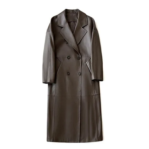 Women's genuine leather coat - High Quality Genuine Sheepskin Leather Jacket Women Long B | OurHomly