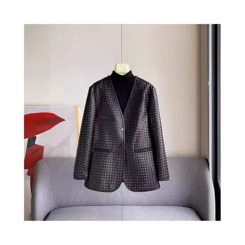 Women's genuine leather coat - Hot Sale Simple Leather Suit Coat Single Breasted Elegant | OurHomly
