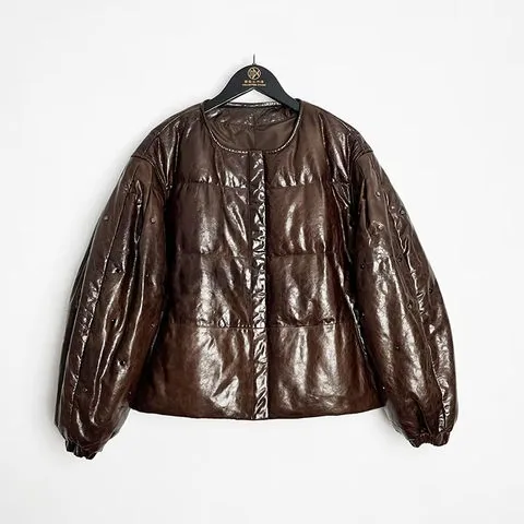 Women's genuine leather coat - Winter Fashion Clothes Custom O-neck Down Jacket Oil Waxed | OurHomly