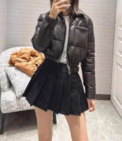 Women's genuine leather coat - Winter Short Warm Casual Loose 90% White Duck Down Filled | OurHomly