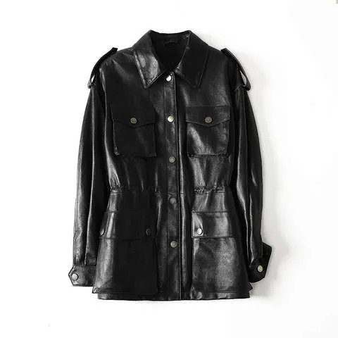 Women's genuine leather coat - Women's New Autumn and Winter Waxed Sheepskin Shirt-collar | OurHomly