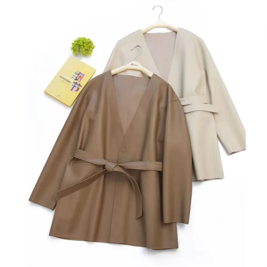 Women's genuine leather coat - New Style Custom Leather Jacket Women Medium Length Casual | OurHomly