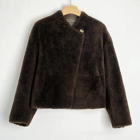 Women's genuine leather coat - Hot Sale Simple Style Real Fur Leather Coat Single Button | OurHomly