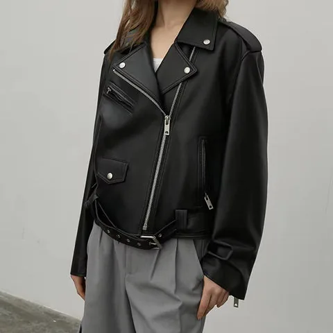 Women's genuine leather coat - Popular Luxury Casual Real Leather Jacket with Belt Latest | OurHomly