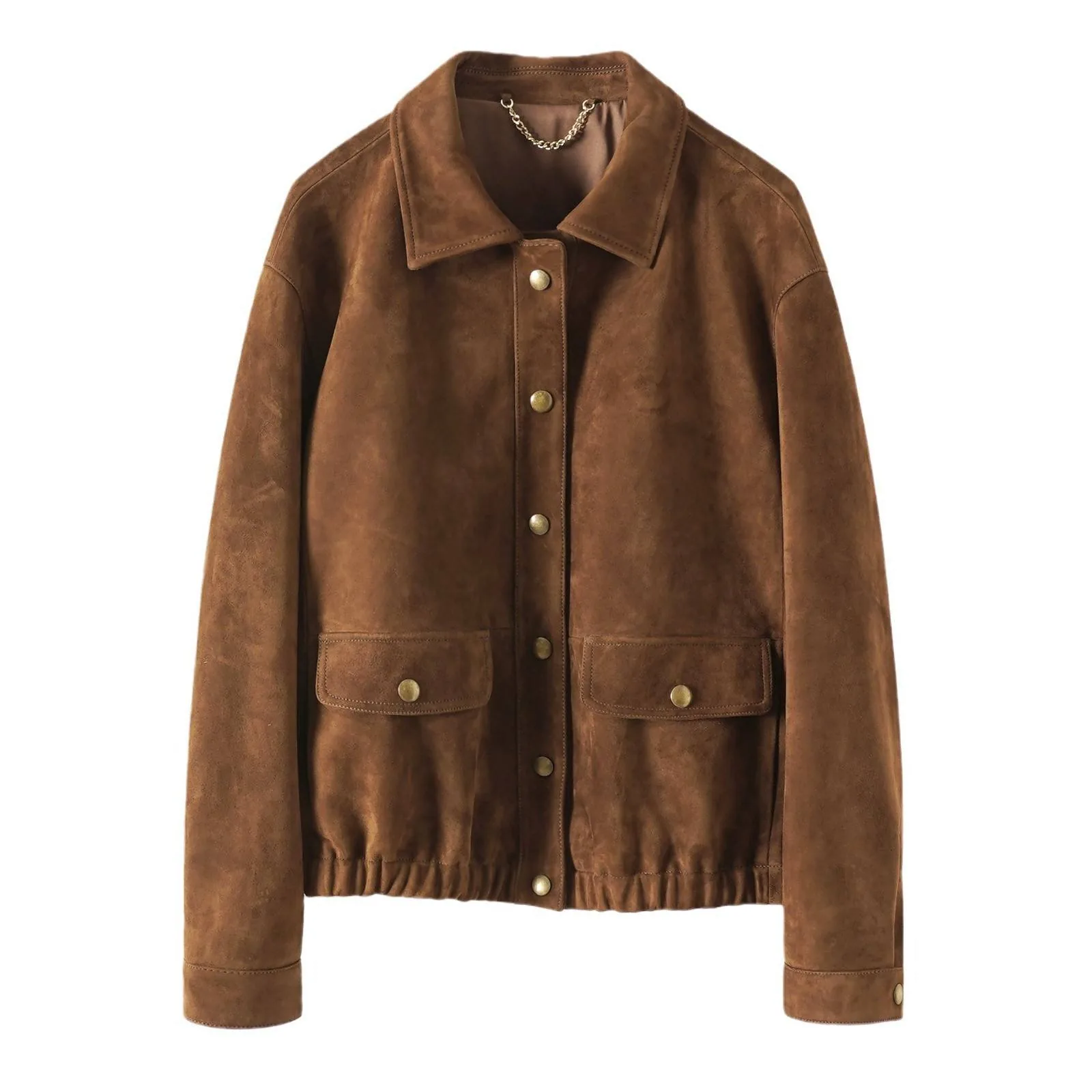 Women's genuine leather coat - Hot Sale Loose Goatskin Coat American Retro Style Brown Tu | OurHomly