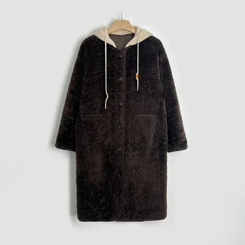 Women's genuine leather coat - Women Trendy Fashion Clothes Lagon Curly Fur Coat Detachab | OurHomly