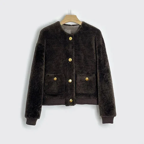 Women's genuine leather coat - Women Trendy Fashion Clothets Granular Wool Natural Fur Ja | OurHomly