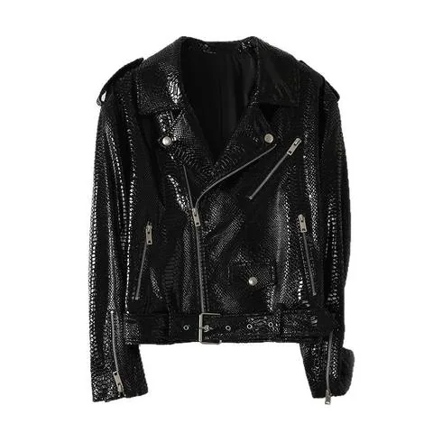 Women's genuine leather coat - New Style Genuine Leather Coat Sheepskin Embossed Snake Pa | OurHomly
