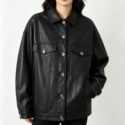 Women's genuine leather coat - HN4179 2026 Autumn Unisex Lapel Vegetable-Tanned Sheepskin | OurHomly