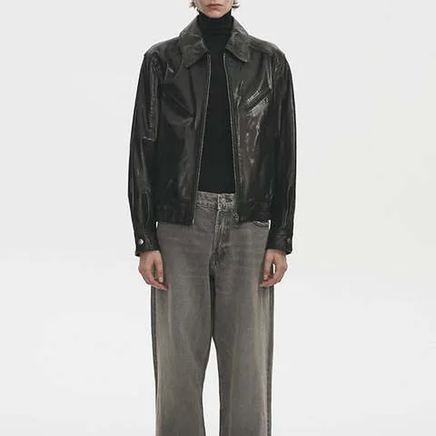 Women's genuine leather coat - Women's Autumn and Winter New Oil Wax Sheepskin Basic Edit | OurHomly