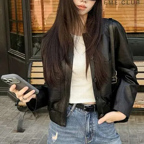 Women's genuine leather coat - HN000002 Women's Genuine Leather Jacket Deer Grain Goatski | OurHomly
