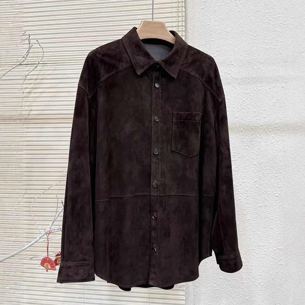 Women's genuine leather coat - Genuine Leather Jacket Early Autumn New Goat Leather Suede | OurHomly