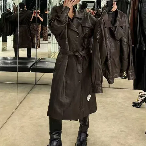 Women's genuine leather coat - Women's Fashion New Zealand Bubble Leather Retro European | OurHomly