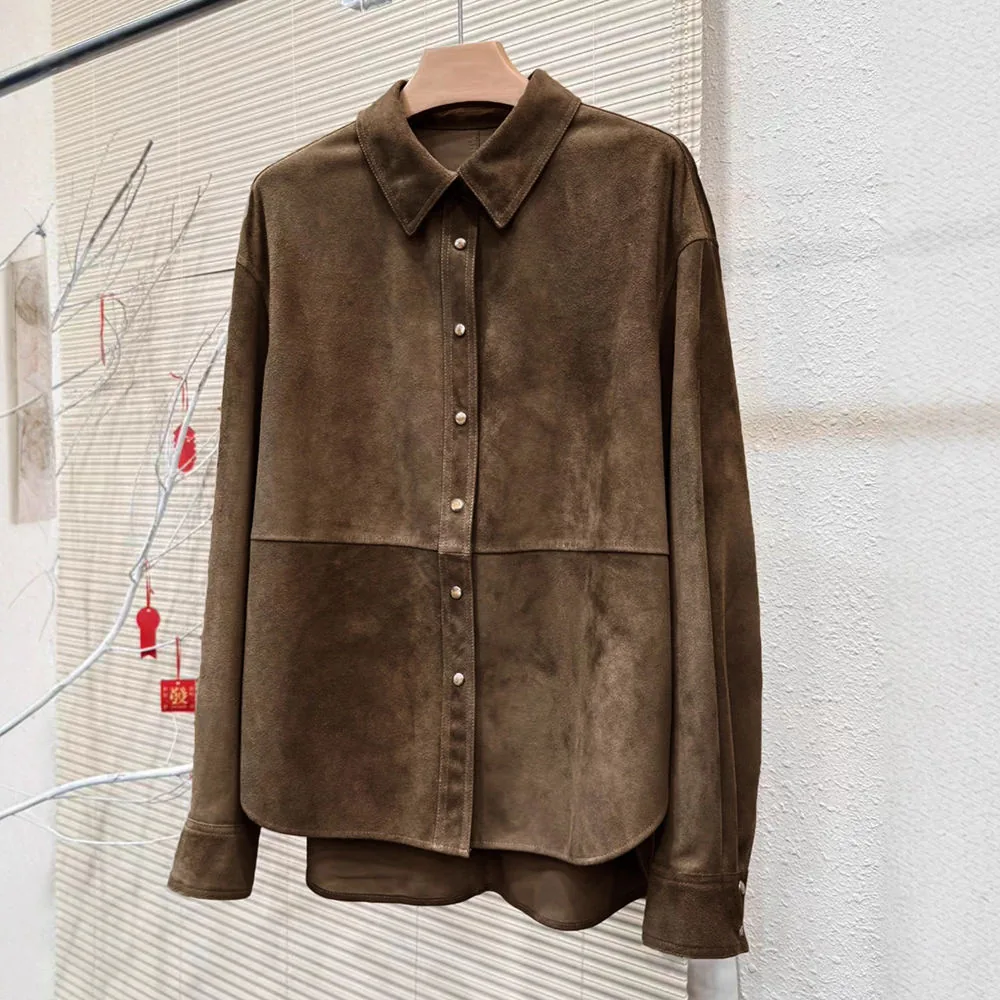 Women's genuine leather coat - Autumn New Sheepskin Anti Velvet Simple Single Breasted Lo | OurHomly