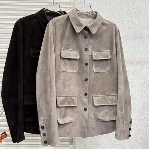 Women's genuine leather coat - Autumn Women's New Goatskin Anti Velvet Simple Long Sleeve | OurHomly