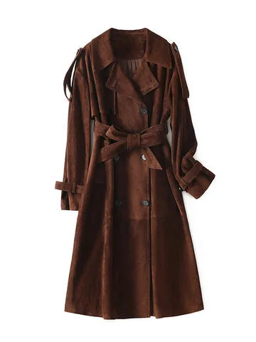 Women's genuine leather coat - New Arrival Women's Fashion Clothes British Style Double-b | OurHomly