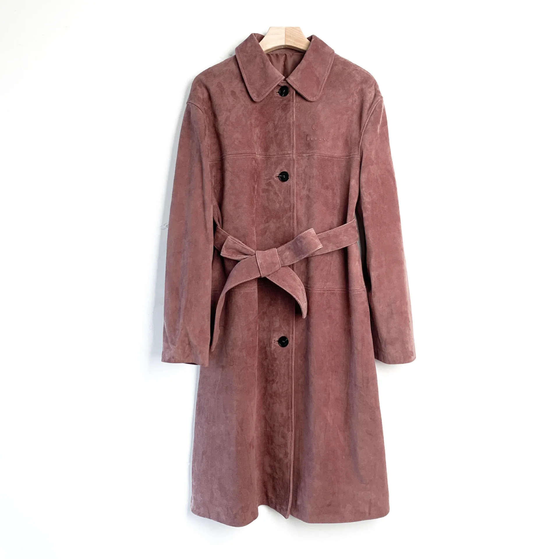 Women's genuine leather coat - Women Fashion Wears Suede Trench Coat Turn-down Collar Lon | OurHomly