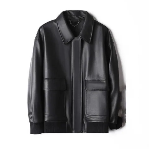 Women's genuine leather coat - Hot Sale Unisex Real Leather Coat Black Casual Loose Vinta | OurHomly