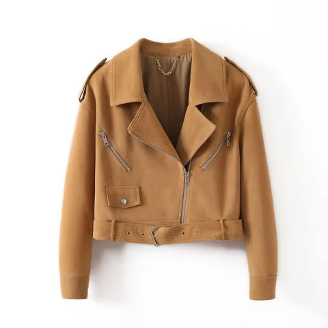 Women's genuine leather coat - Women's Fashion Genuine Leather Suede Sheepskin Jacket Cas | OurHomly