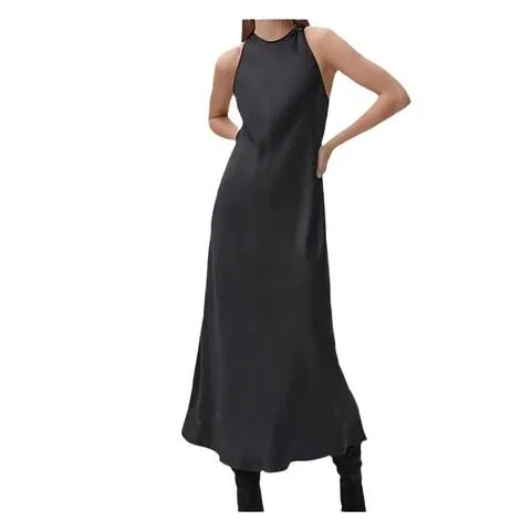 Women's genuine leather dress - New Design Summer Sleeveless Slim a Line Long Triacetic Sa | OurHomly