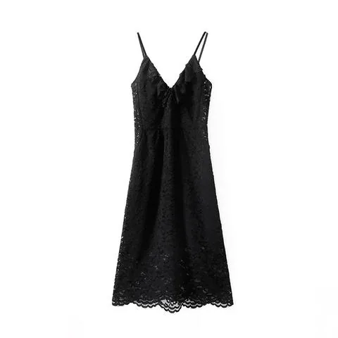 Women's genuine leather dress - Summer New European and American Style Sexy Deep V Neck Sl | OurHomly