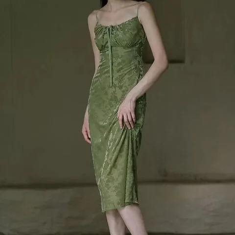 Women's genuine leather dress - Hot Trending Products Long slip Dress Slim Lace-up Flock P | OurHomly